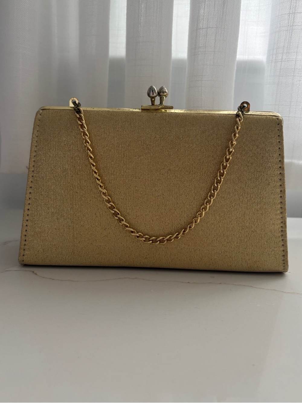 1950’s Gold Metallic Evening Clutch with Chain Strap
